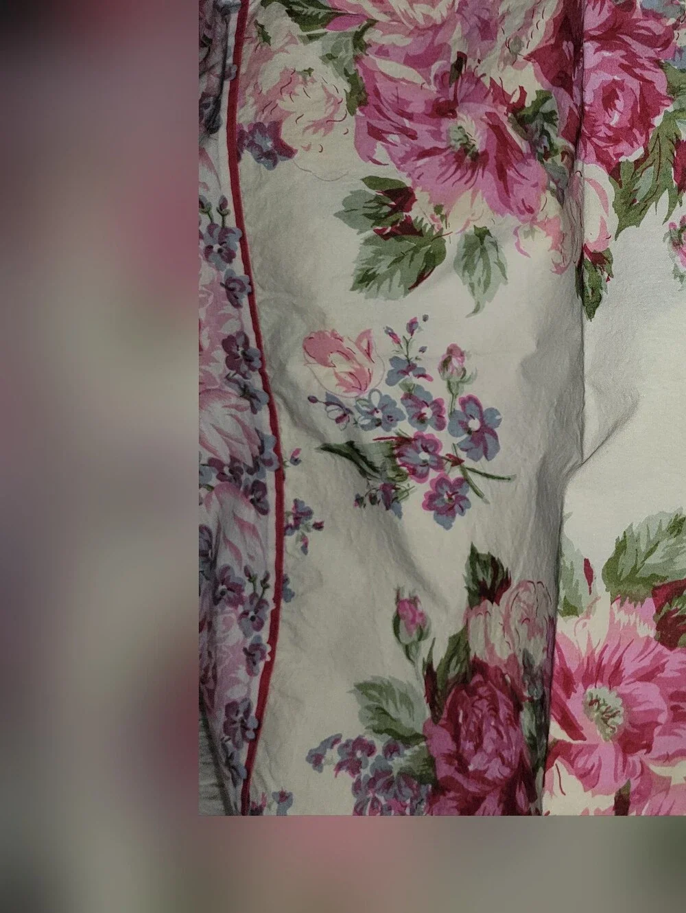 April Cornell Table Cloth Pink Floral Vintage Cotton 53X53